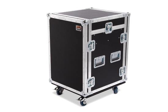 Triple Door Rack schwarz auf Rollen für Mediengeräte