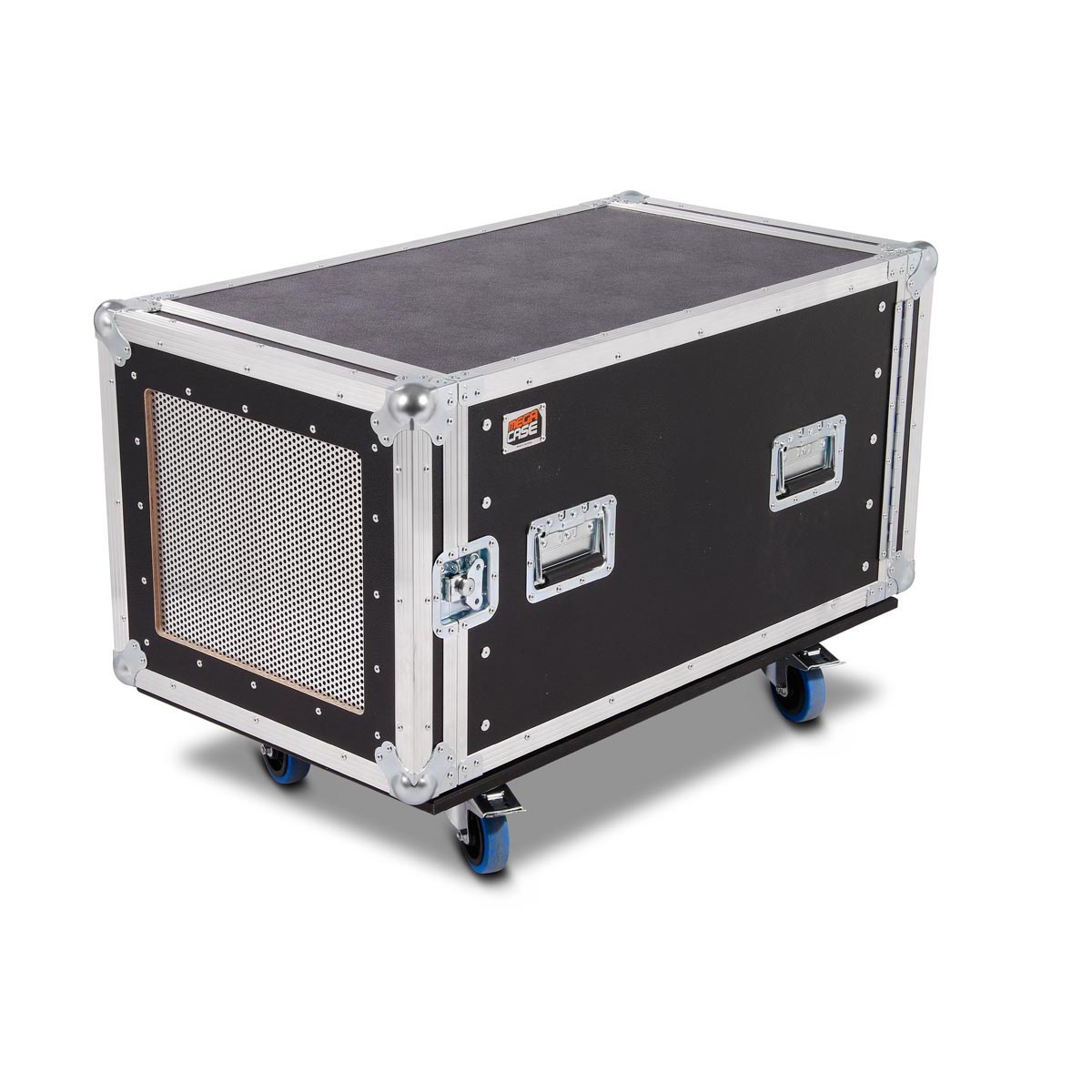 10HE Profi Rack 80 mit Rollen Lochblech in den Deckeln